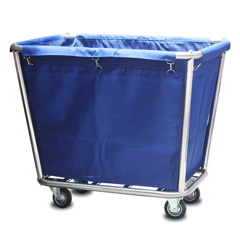 Thickened conical linen cart bag storage cleaning cart canvas bag garbage bag hotel room work cart linen bag blue 63 high conical bag iron buckle