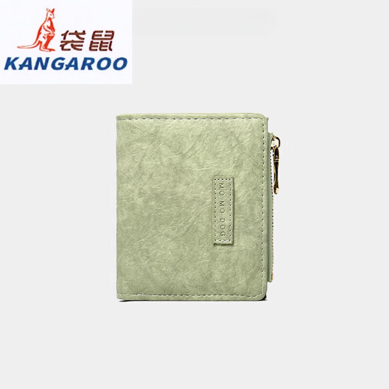 Kangaroo (KANGAROO) genuine leather wallet for women summer 2025 new clutch bag multifunctional large capacity short simple wallet for women green