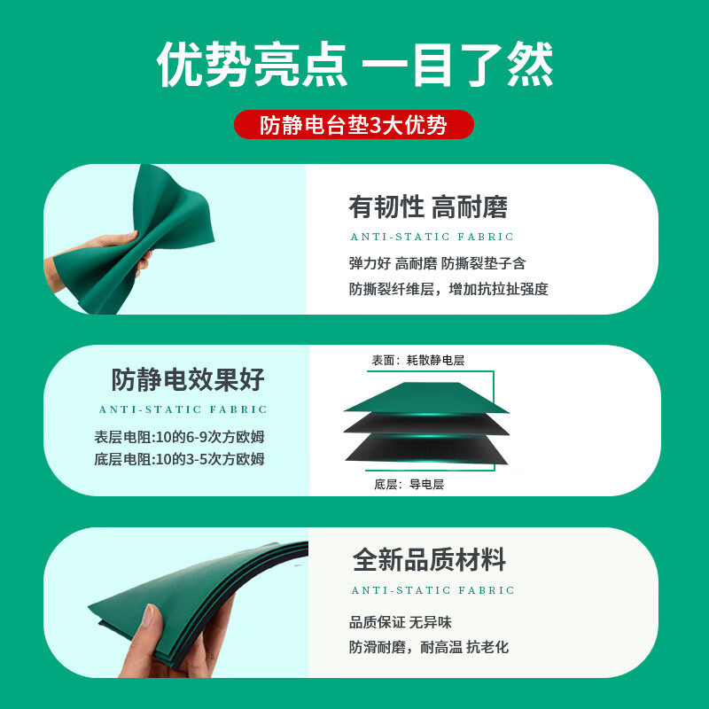 Andatong anti-static table mat, static leather floor mat, factory rubber mat, laboratory workbench rubber mat, repair bench tablecloth, table mat 0.6m*1.2m*2mm/cut