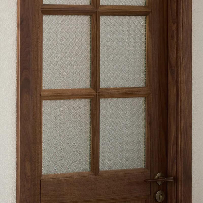 Customized solid wood bedroom door Customized medieval style interior door Walnut color glass door Composite paint door Retro solid wood door Deposit
