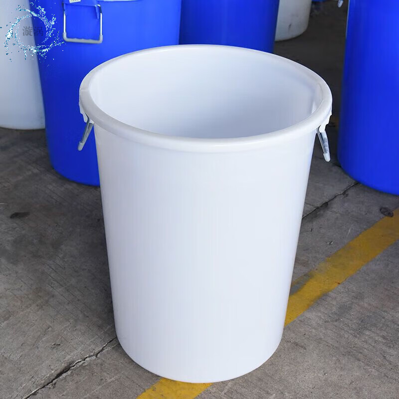 Large trash can, outdoor kitchen trash can, large capacity commercial trash can with lid, sanitation plastic bucket, industrial round bucket, blue 280L trash can + lid 63*76cm