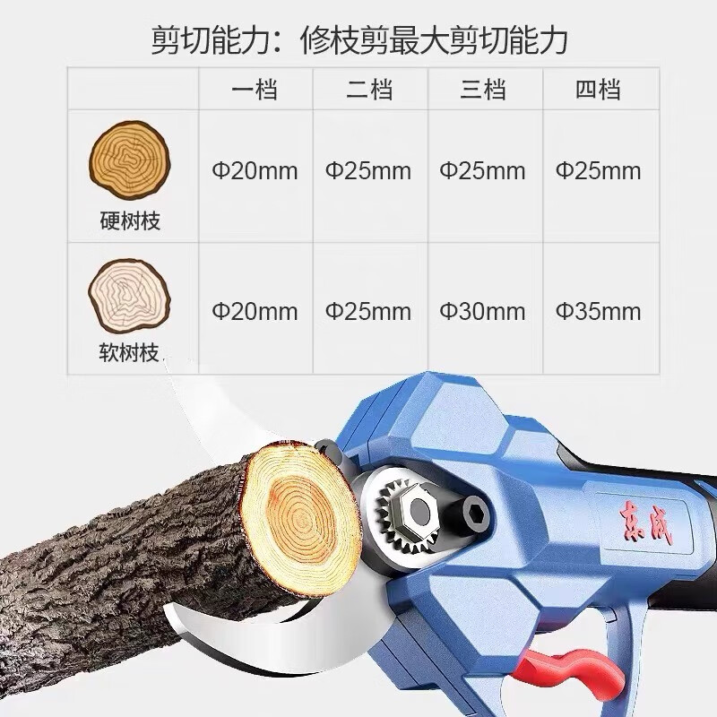 Dongcheng electric pruning shears rechargeable fruit tree shears thick tree shears garden branches lithium-ion shears Dongcheng scissors pruning machine DCYD352.0Ah two batteries and one charge factory standard