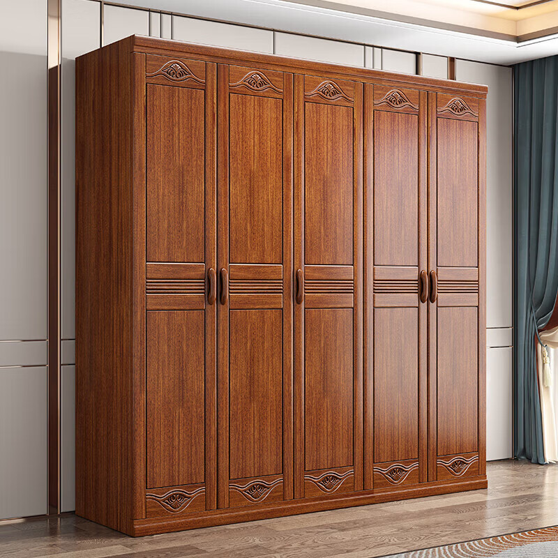 Nanyi Wardrobe Chinese Golden Rosewood Home Bedroom Wardrobe Storage Cabinet Side Cabinet with Top Cabinet Solid Wood Wardrobe Z8611 Six-Door Wardrobe Golden Rosewood
