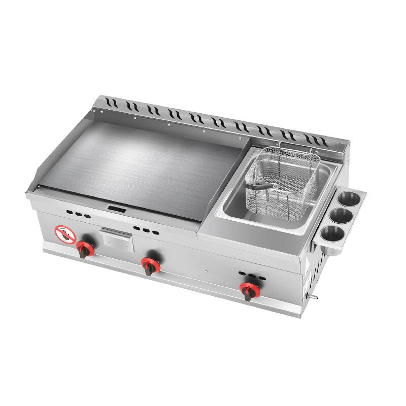 Teppanyaki merchants set up stalls with hand-caught cake machines, Teppanyaki fryers, all-in-one griddles, gas fryers, and cold noodle machines, 55 thick griddles + single pots + frying baskets ()