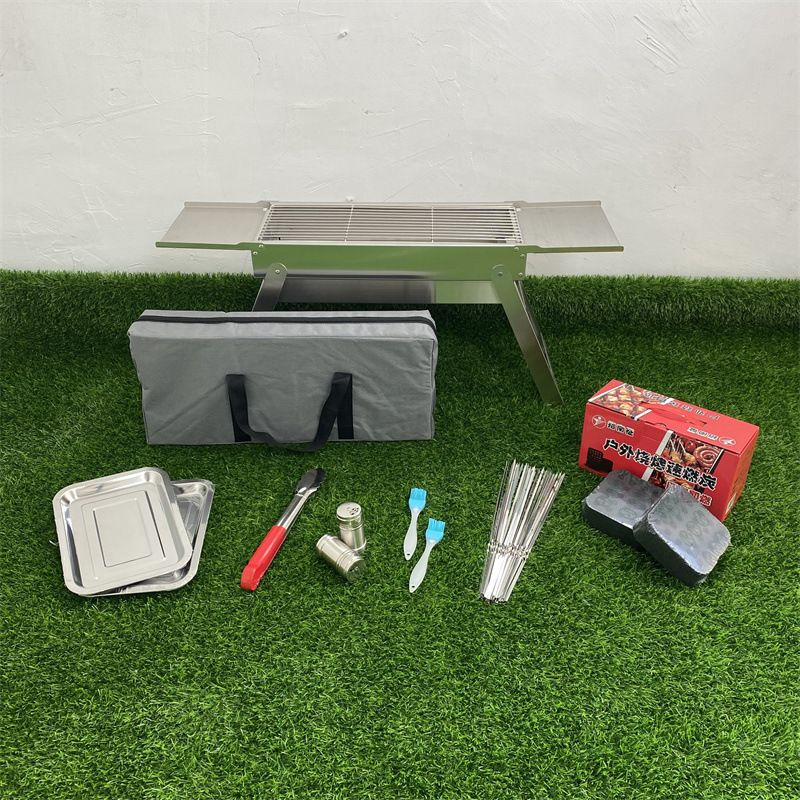Thickened stainless steel barbecue grill barbecue rack outdoor portable folding barbecue grill household charcoal barbecue meat stove A5 thickened stainless steel stove