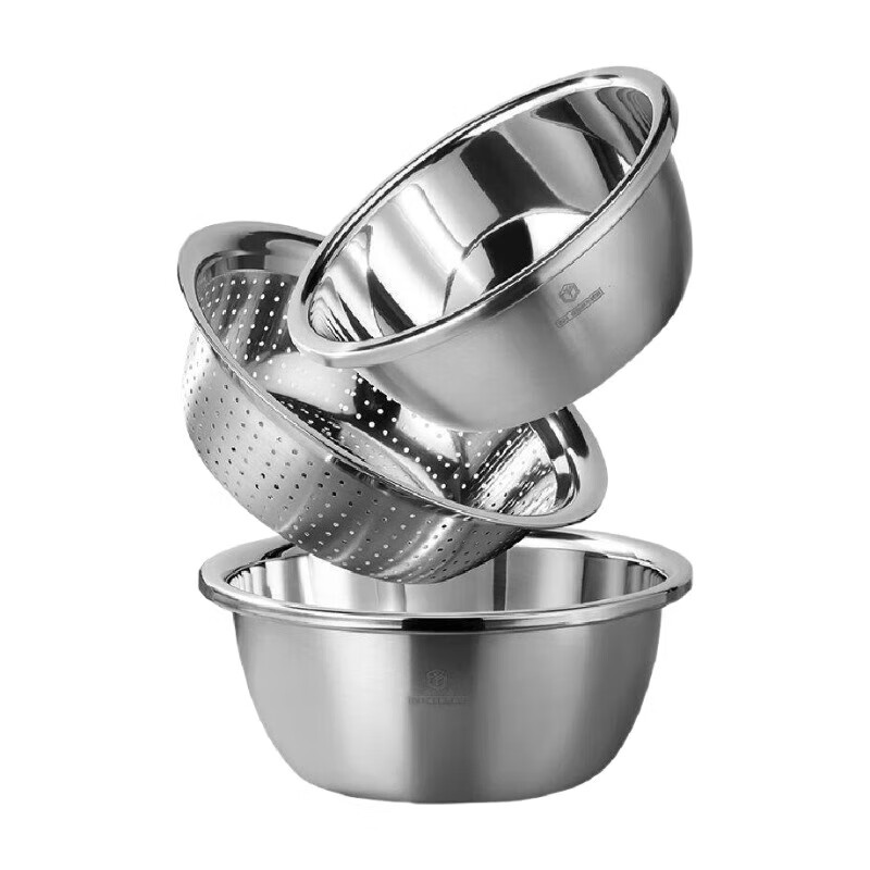 Made in Tokyo, three-piece stainless steel basin set