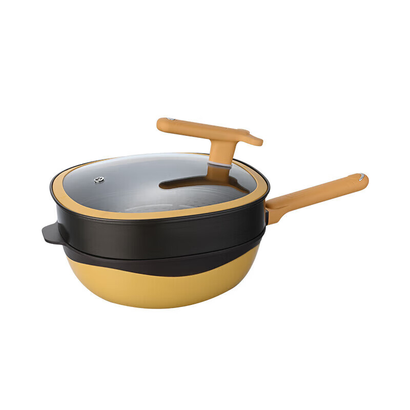 Maibale same factory titanium rock cast non-stick pan frying pan frying steamer multi-purpose household 32cm pot + lid + steamer + shovel 32cm