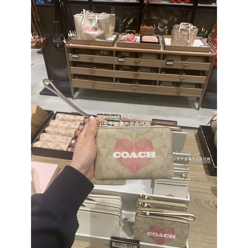 COACH Canada Small Balance Purchasing Agent, Bottom Length 15cm Wrist Bag Coin Pocket Women's Official Flagship White Star Card Holder Gift Box, Bottom Length 15cm