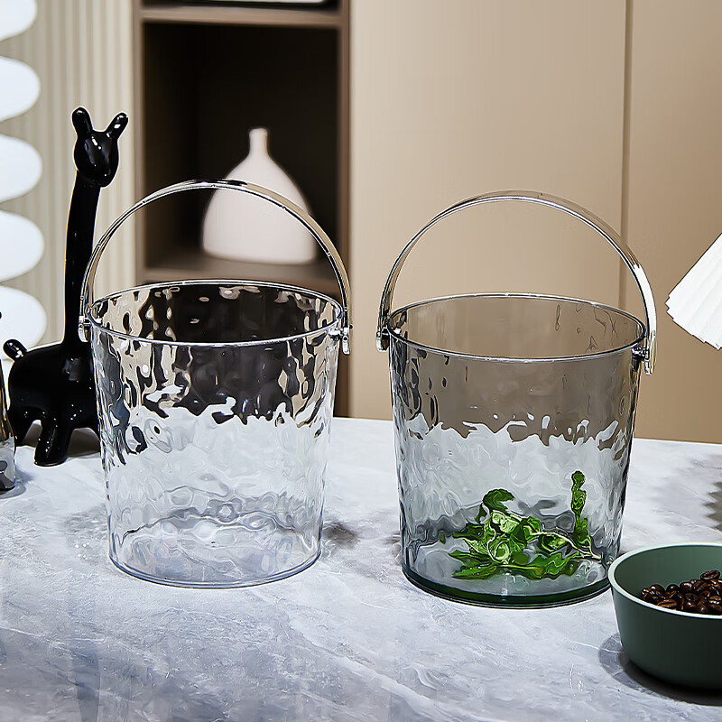 Fanxiang light luxury water ripple thickened transparent ice bucket high-value home commercial ice bucket bar KTV beer bucket ice cubes free ice clip water ripple light luxury ice bucket transparent