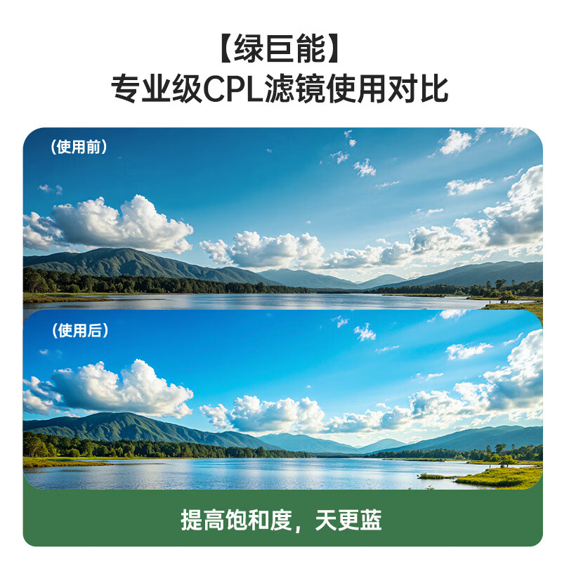 Green giant (llano) CPL polarizer 77mm polarizer thin frame high-definition anti-reflective filter restores color saturation landscape photography suitable for Canon and Sony mirrorless SLR cameras