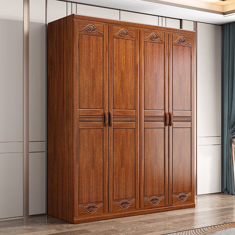 Nanyi Wardrobe Chinese Golden Rosewood Home Bedroom Wardrobe Storage Cabinet Side Cabinet with Top Cabinet Solid Wood Wardrobe Z8611 Six-Door Wardrobe Golden Rosewood