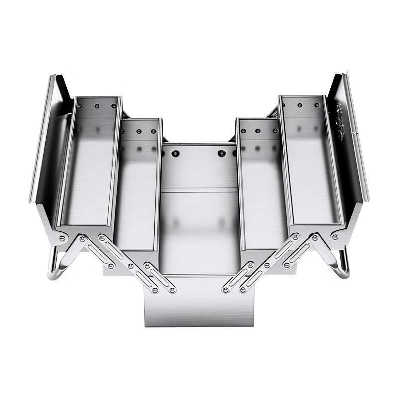 DELIXI ELECTRIC stainless steel tool box home car portable large thickened three-layer folding dump storage box Extra large tool box 535mm-three-layer thickened