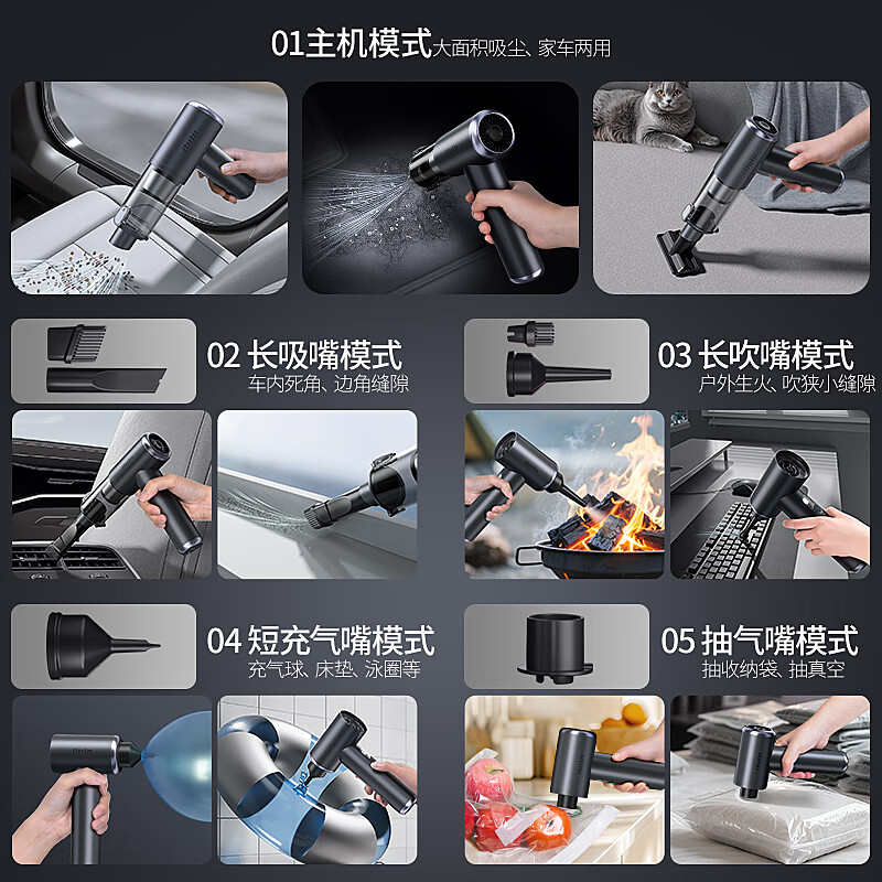 Love Totem Car Vacuum Cleaner High Suction Wireless Handheld Car Vacuum Cleaner Super Strong Suction Car Special Portable Vacuum Cleaner M8-Pro Second Generation 3 Filters + Soft Bag + Hose + Floor Brush
