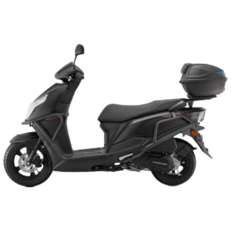 Qianjiang Xun 125 fuel motorcycle, pedal commuting, fuel-saving scooter, cost-effective, guardrail + trunk, starry night black