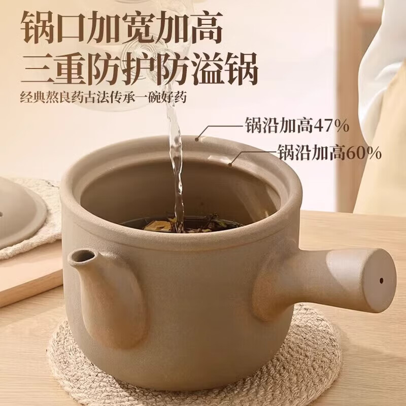 Old-fashioned Chinese medicine casserole, special pot for boiling Chinese medicine, medicine pot, medicine pot, household special pot for cooking medicine, original pottery unglazed 2.3L