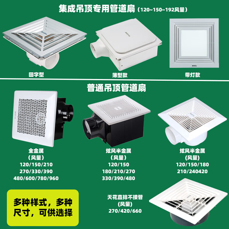 Green Island Wind (Nedfon) bathroom ceiling exhaust fan powerful silent household ventilation fan 8-inch ceiling fan 300 300 integrated aluminum buckle plate 150 air volume bpt10-22-