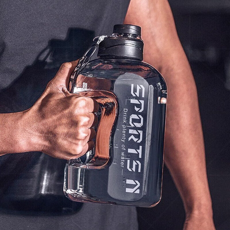 Magic Bean Shenghuo 5000ml Water Cup Extra Large Capacity Boys 5 Liter Ton Bucket Extra Large Water Bottle Construction Site Plastic High Temperature Resistant Men 5000ml Upgraded Anti-scalding Black - Material - Free