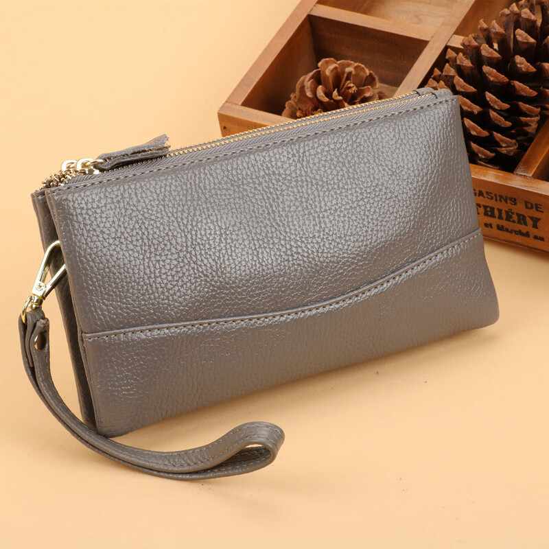 Scarecrow New Fashion Clutch Women's Long Double Zipper Large Capacity Wallet Double Layer Multifunctional Mobile Phone Bag Coin Purse Brand Wife Mom Mother Gift Wine Red