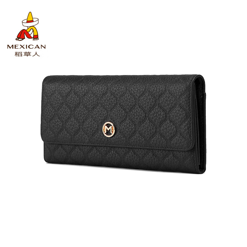 Scarecrow First Layer Cowhide Wallet Women's 2026 New Large Capacity Long Wallet Wallet Women's Card Bag High-end Clutch Black-A Wallet