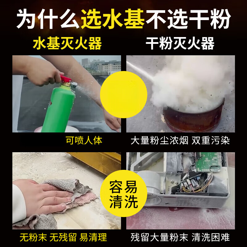 Vehicle-mounted fire extinguisher, water-based fire extinguisher, household foam, new national standard fire protection 3C certification, environmentally friendly portable 1kg vehicle-mounted shop water-based fire extinguisher, 980ML water-based fire extinguisher, national standard (oil and electric fire extinguishing) enhanced type