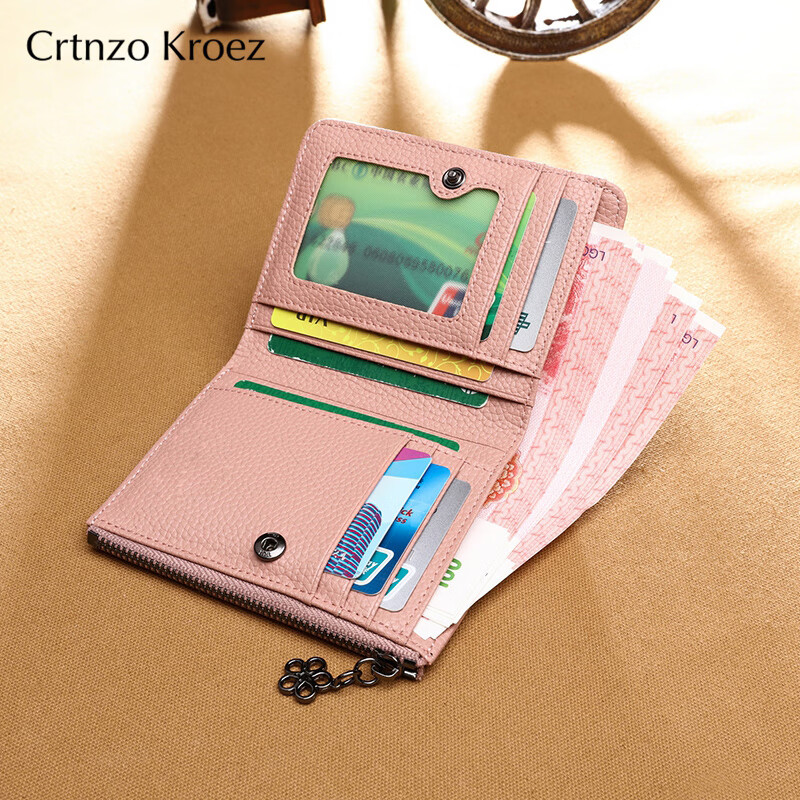 CRTNZO KROEZ Light Luxury Wallet Women's Short 2026 New Coin Purse Women's Card Holder New Year's Day Valentine's Day Birthday Gift Practical Taro Powder - Light Luxury Gift Practical Birthday Gift for Girlfriends Wife Girlfriends