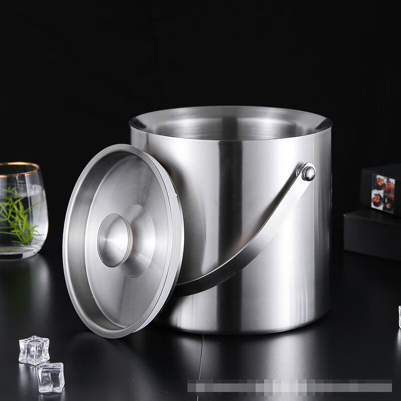 ZWILLING Zwilling 304 stainless steel ice bucket double-layer thickened handle insulated ice bucket household with lid red wine beer large 3L double-layer thickened 304 ice bucket with ice clip