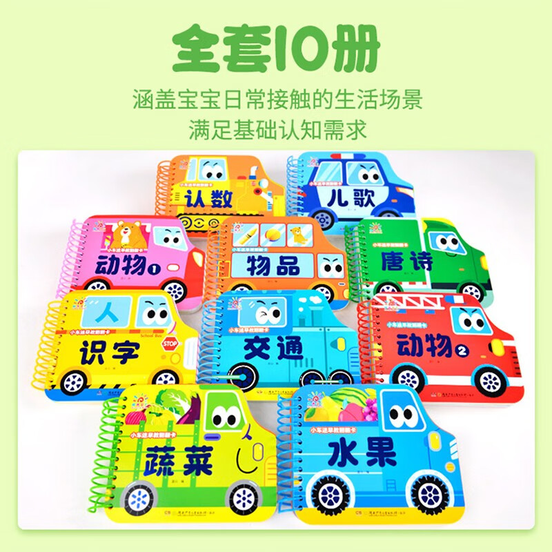 Sunshine Baby Baby Enlightenment Cognitive Book Picture Book Little Car Fan Early Education Flip Card Vegetables 0-3 Years Old Infant Cognitive Card Reading Picture Literacy Thickened Board Book Children's Tear-proof Flip Book