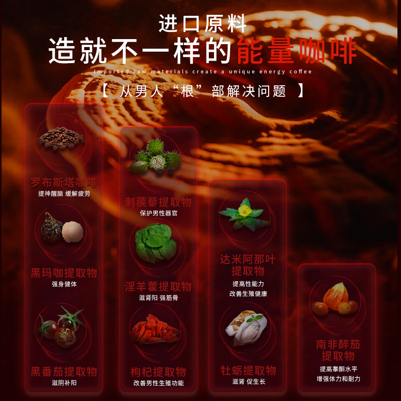 Bulesom imported men's American energy coffee for enlargement, thickening, quick-acting erection, delayed erection without ejaculation, Tongkat Ali Malaysia 3 boxes, enhanced durability, energy black coffee solid drink instant, paired with men's health care products, male functional coffee to help erection, nourish kidneys and strengthen virility, delay long-lasting without ejaculation, middle-aged and elderly people