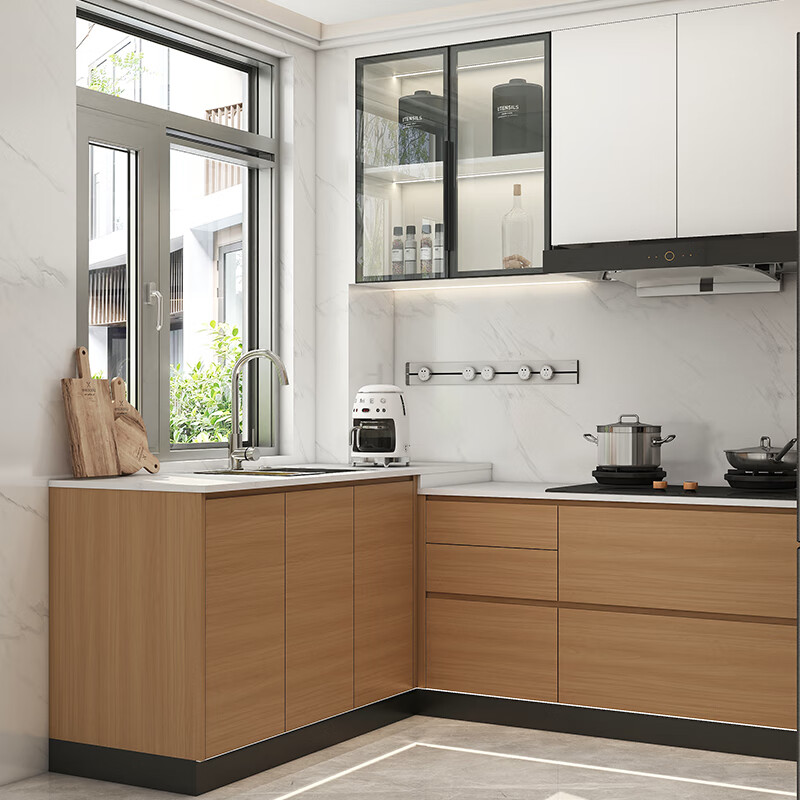 Oluoxun customized Shenzhen integrated kitchen cabinets customized Hong Kong small apartment customized cabinets marble stove whole house furniture white