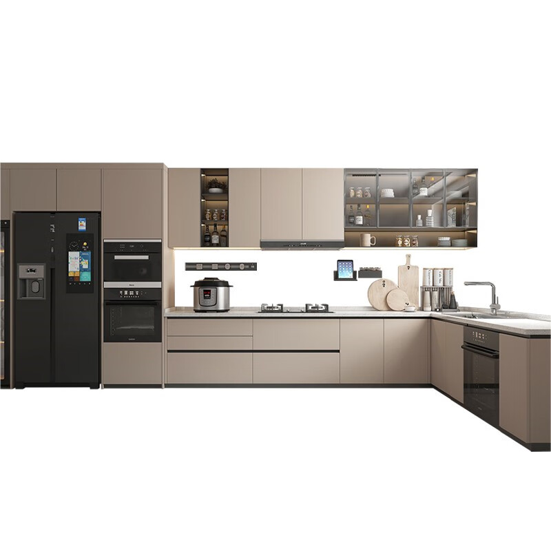 FHJQB integrated kitchen cabinets custom cabinets home whole house L-shaped U-shaped quartz stone slab modern minimalist style measurement reservation fee