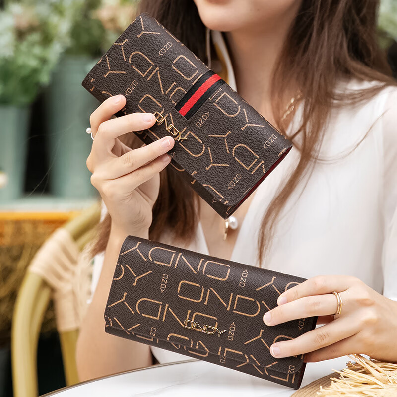 Kangaroo wallet women's long style 2025 new trendy large capacity multi-card slot women's clutch mobile phone coin purse wallet wallet color strip brown