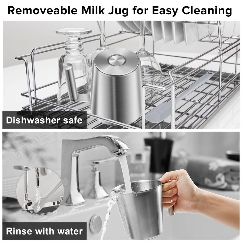 Secura electric milk frother, household stainless steel 3-speed milk frother, hot and cold coffee latte