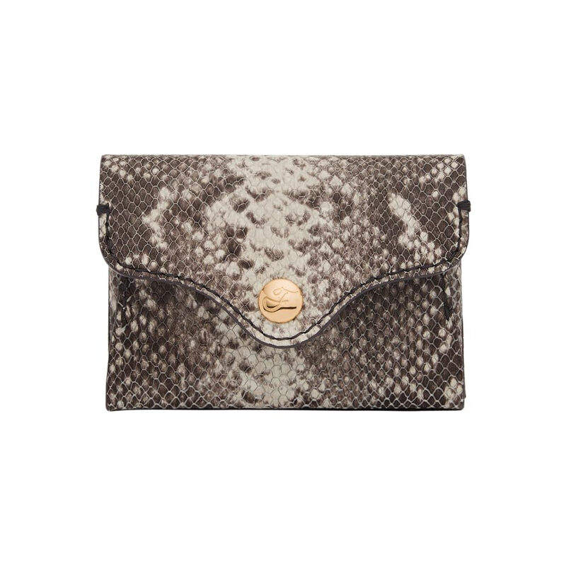 Fossil Women's Python Leather Card Holder 9cm Compact Card Storage Multifunctional Fashion Wallet Python Color Blocking One Size