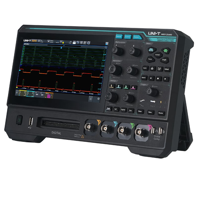 Unilide MSO1254HD high-precision digital oscilloscope four-channel 12bit high-resolution touch screen desktop oscilloscope MSO1254HD (250M bandwidth)