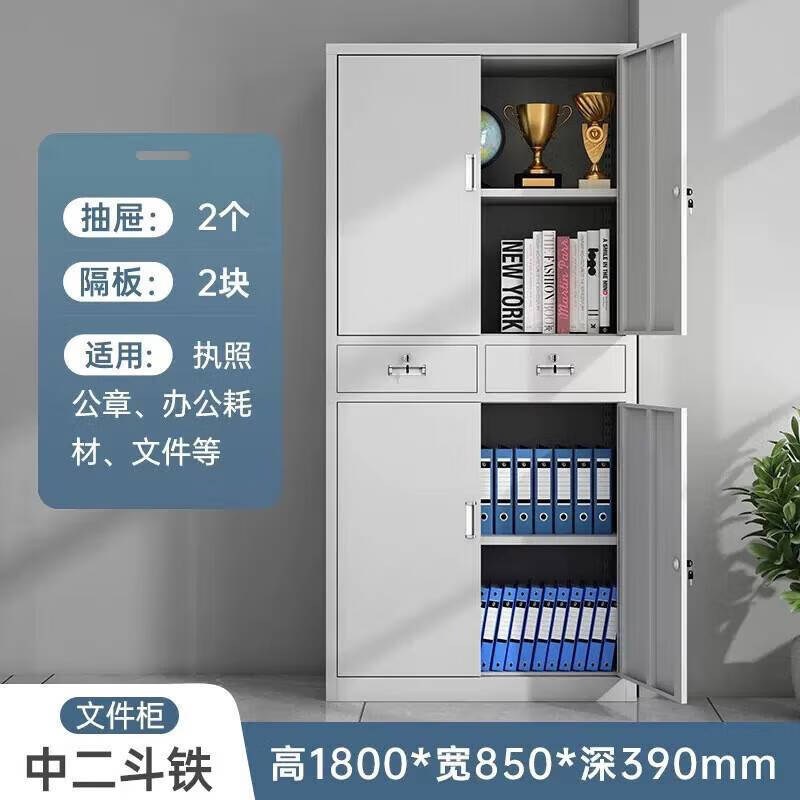 Ni Zhier filing cabinet office filing cabinet financial voucher information locker with lock steel iron cabinet short cabinet side-by-side door low cabinet thickened version