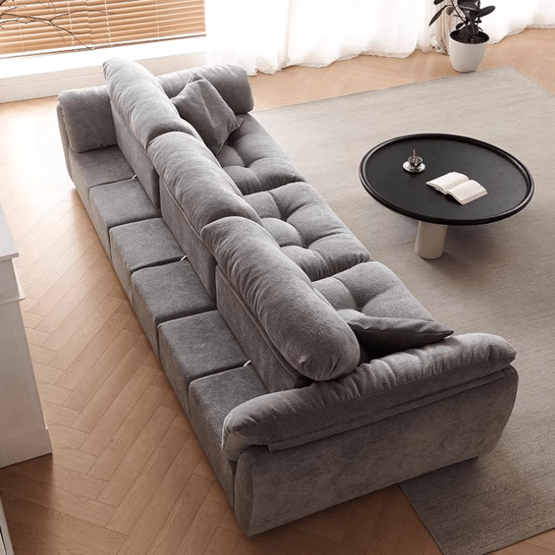Huizhou Yunduo Sofa 2025 New Model Movable Straight Backrest Extra Deep Sitting Width High Backrest Chenille Fabric Sofa 3.0 Meter Straight Row Adjustable Backrest Bag Imported Thickened Chenille Down + Sponge Cushion