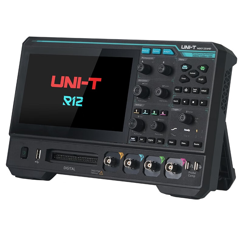 Unilide MSO1254HD high-precision digital oscilloscope four-channel 12bit high-resolution touch screen desktop oscilloscope MSO1254HD (250M bandwidth)