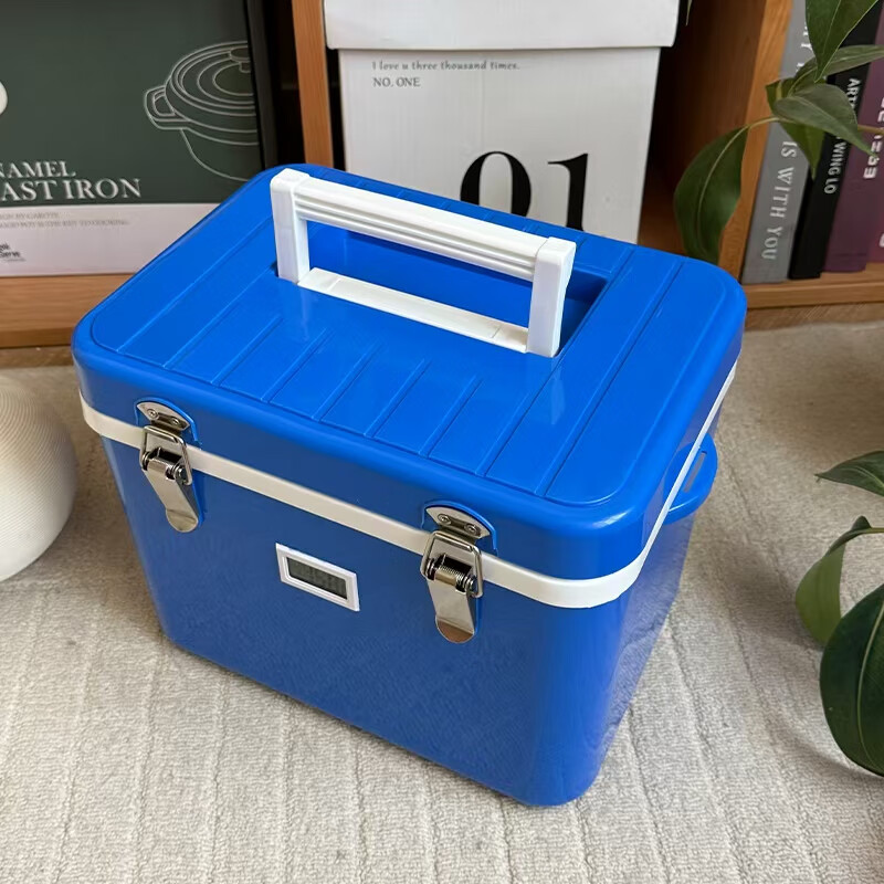 80 degree insulated box household refrigerator 8L medical supplies blood transport cold chain box 2 to 8 degrees refrigerated box breast milk preservation 8 liters with temperature display + 2 blue ice boxes + 8 ice bags