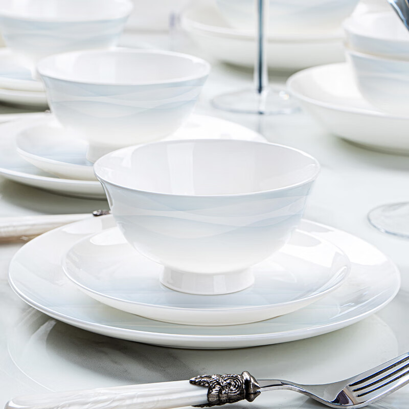NINE CRANES Jingdezhen tableware complete set of high-end gradient housewarming gift bowl and dish set for home use 2025 new high-value