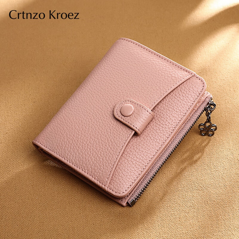 CRTNZO KROEZ Light Luxury Wallet Women's Short 2026 New Coin Purse Women's Card Holder New Year's Day Valentine's Day Birthday Gift Practical Taro Powder - Light Luxury Gift Practical Birthday Gift for Girlfriends Wife Girlfriends
