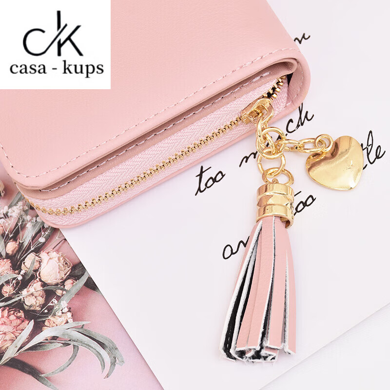 Casa-kupsCK wallet women's short 2025 new small fresh student Korean version simple solid color coin bag 20% off wallet wallet pink