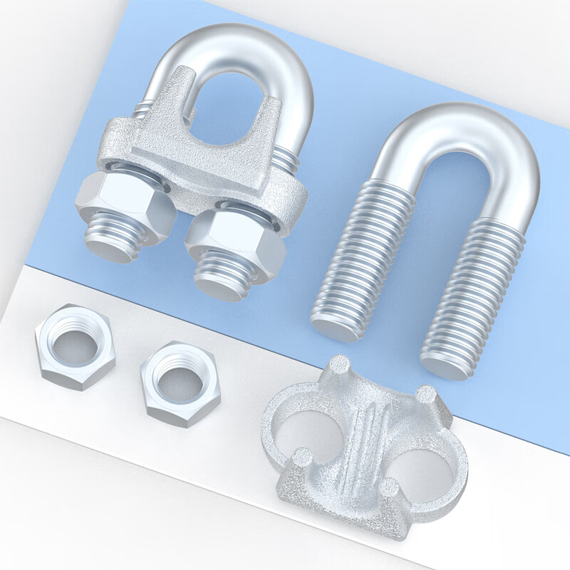 Jinggong national standard galvanized steel wire rope chuck buckle chuck chuck lock U-shaped chuck fixed joint wire rope chuck 10mm (suitable for 10mm wire rope) 5 pcs