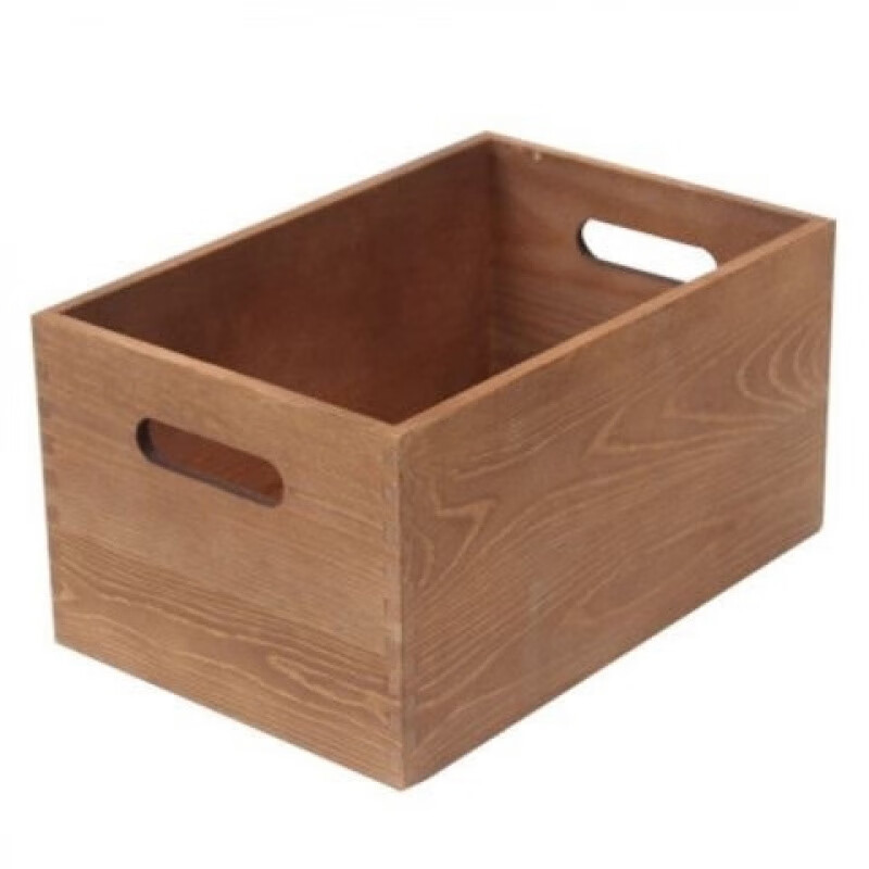 Uncovered custom wooden storage box desktop wooden box storage box mortise and tenon solid wood miscellaneous tools large wooden box retro color 30*20*15.4cm