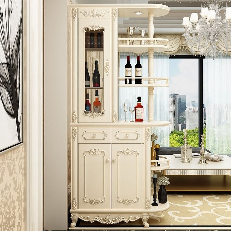 Xi Changfu living room partition cabinet entry entrance cabinet wine cabinet foyer screen double-sided decoration light luxury high-end style multi-functional shoe cabinet H8620 1.5 meters long ivory white door-to-door installation