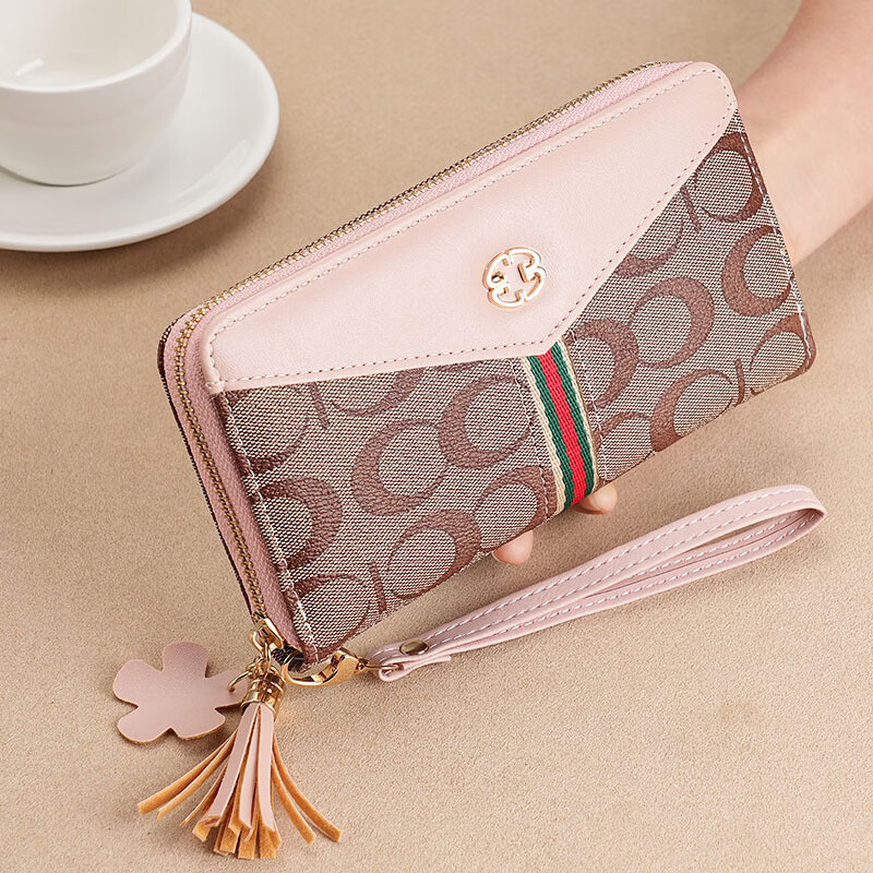Kangaroo Leather Wallet Women's Clutch Women's Long Simple Mobile Phone Bag Multifunctional Large Capacity Fashion Zipper Wallet Black