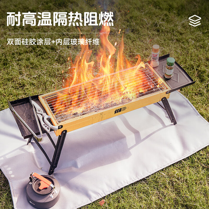 Flame Warrior outdoor camping fireproof mat camping cloth flame retardant high temperature insulation picnic barbecue silicone fire extinguishing blanket fireproof mat 35*35