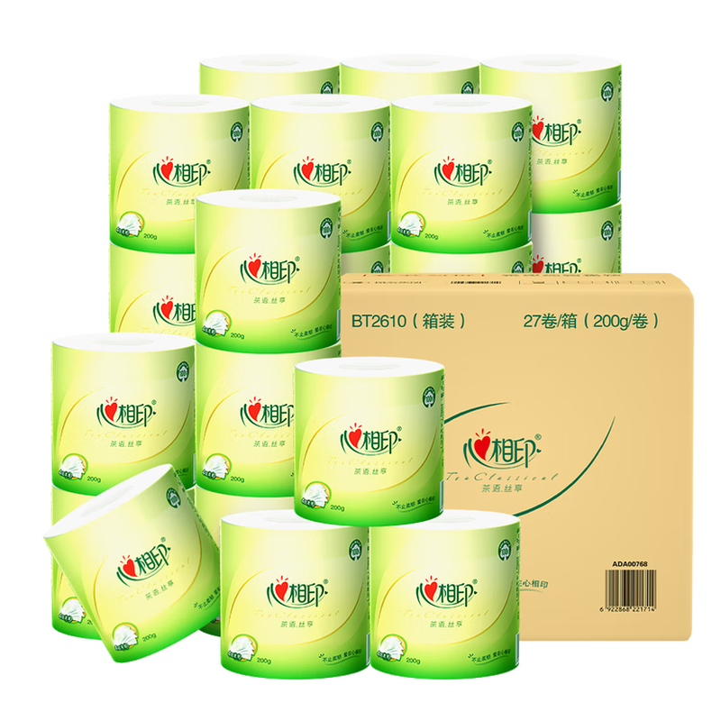 Xinxiang printed paper tea language core 4 layers 200g * 27 rolls of toilet paper high weight paper full box