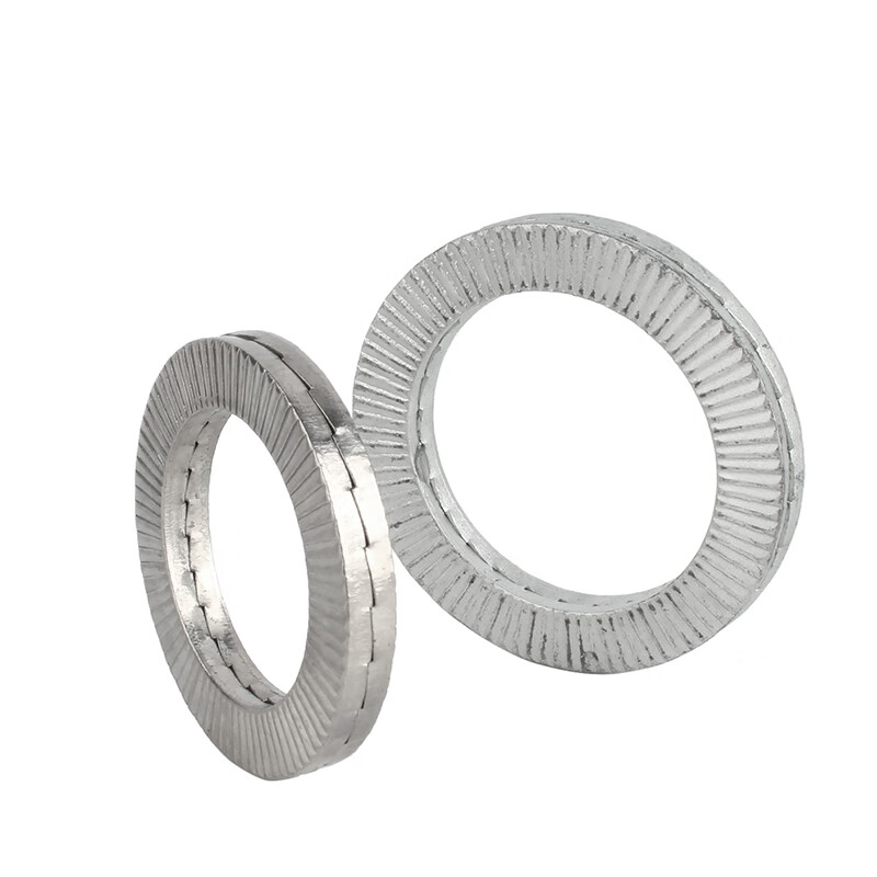 Baodefeng boxed 304 stainless steel double-stack self-locking anti-loosening washer bite-type 65 manganese toothed anti-loosening and anti-slip locking gasket M18 (5 pieces) 304 enlarged