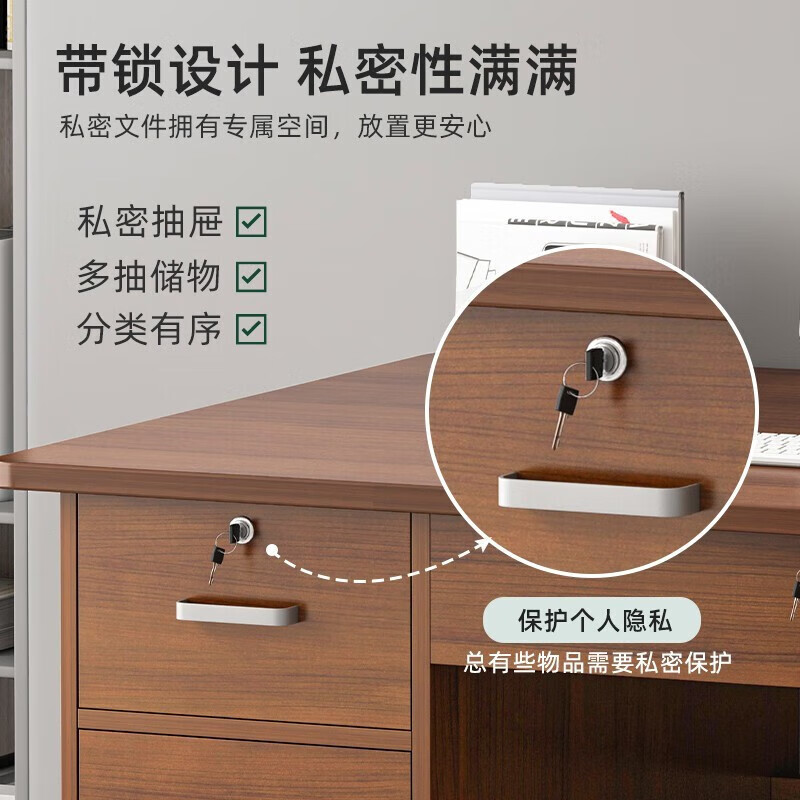 Fanpeng solid wood computer desk desktop simple modern office desk bedroom workbench home simple learning and writing desk single drawer with keyboard main unit walnut color 100cm solid wood core board thickened and reinforced single table