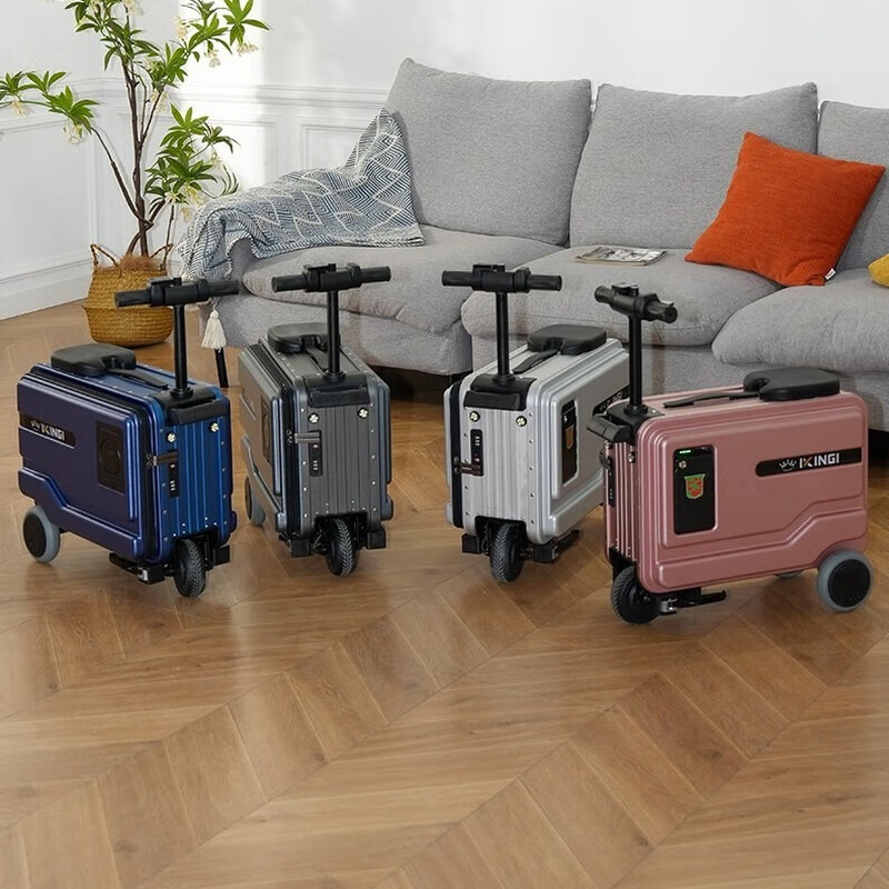 Electric cycling luggage, boarding suitcase, riding and carrying passengers, 20-inch large-capacity 3C electric luggage, high-grade silver, deluxe version, boarding/high-speed rail, one battery, 20 inches